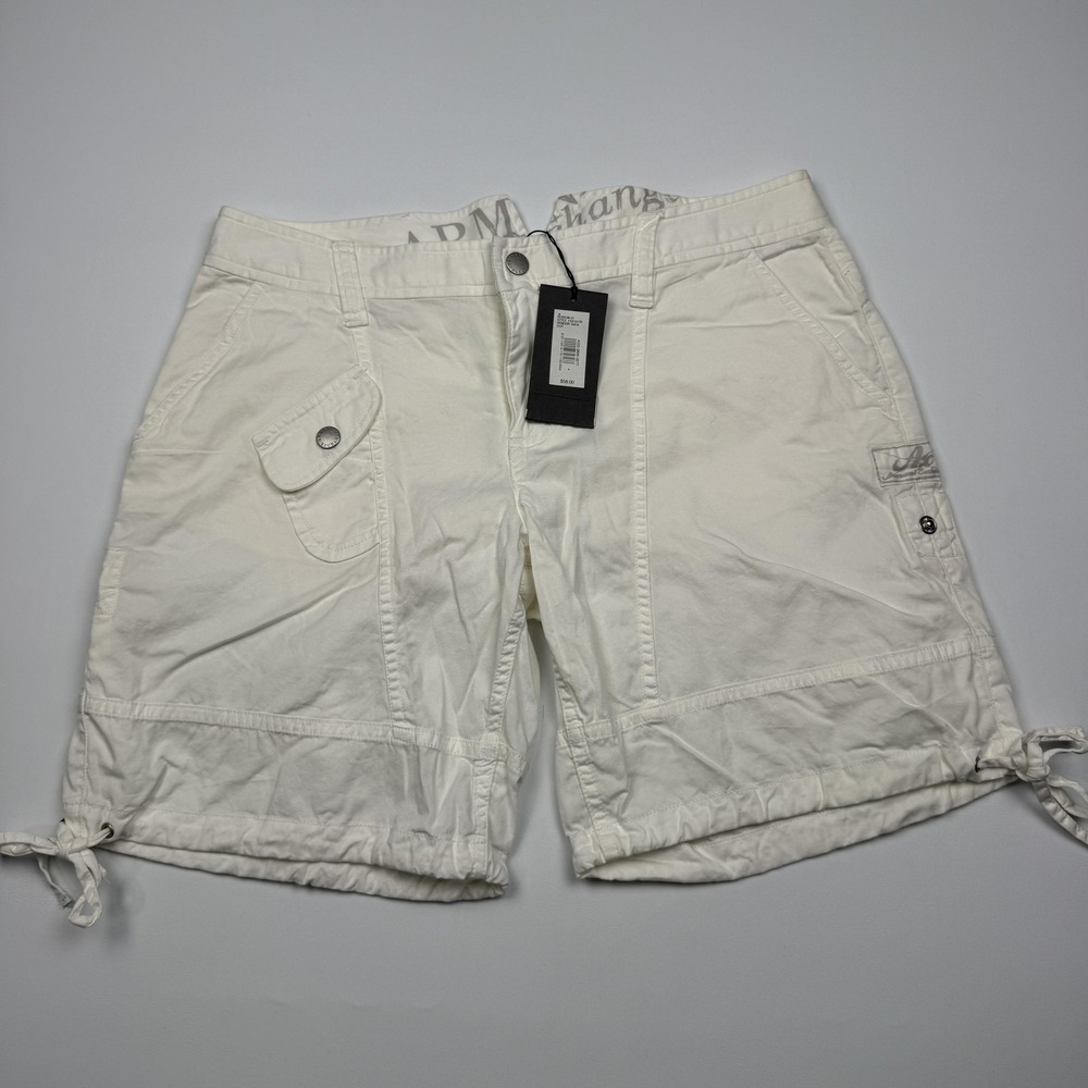 Armani Exchange Cargo Shorts Womens 4 White Bermuda Casual Pockets 8 Inseam